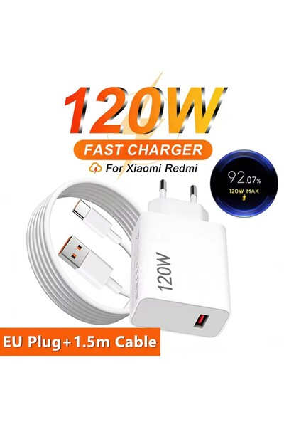 Choice EU Plug - 1.5m Cable 120W 6A EU Ultra Fast Charger Turbo Charging Cabl...