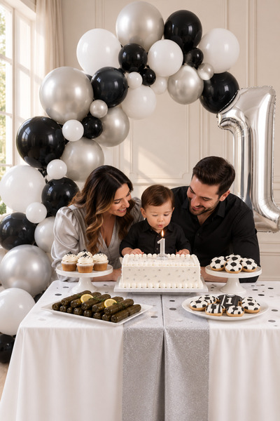 Parti dolabı 1 Yaş Gümüş Folyo Rakam Balon Erkek Kız Doğum Günü Parti Süsleme...
