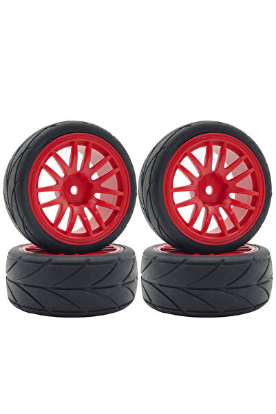 Choice1 4pcs red 1/10 RC Racing Tires & Wheel Rims Hub 12mm Hex for 1:10 RC O...