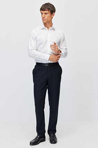 PAULMARK Men's Classic Cut Fabric Trousers with Elastic Waist