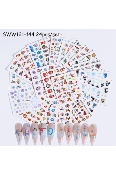 Choice SWW121-144 24pcs 24pcs Autumn Maple Leaf Nail Water Stickers Cartoon P...