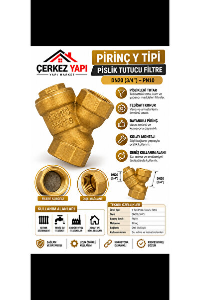 Genel Markalar 3/4” (DN20) Pirinç Pislik Tutucu (Y Tipi Filtre / Y Strainer
