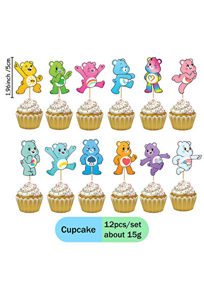 Miniso Cupcake 12pcs Care Bear Party Supplies Disposable Plate Napkin Tablecl...