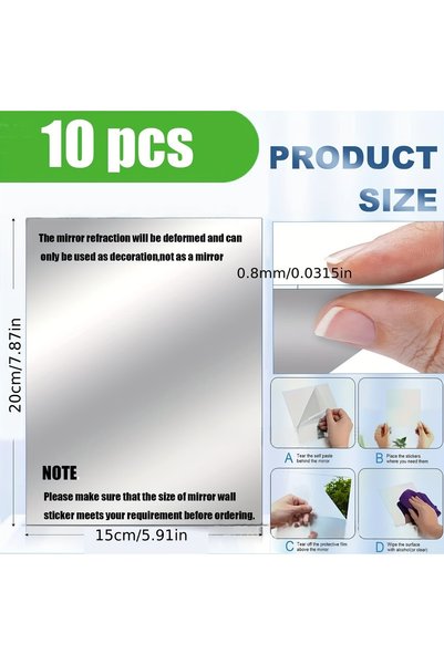 Choice 10 قطع 20 سم × 15 سم 10/20 قطعة 15/20 سم ملصقات حائط مرآة ذاتية اللصق ...
