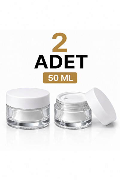 makrobay 2 Pieces 50 ml Luxury Glass Cream Jars - Empty Cosmetic, Ointment, a...