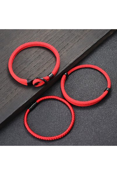 Choice Red New 3Pcs Men Bracelet Set Lucky Red Keel Rope Braslet Surfer Nauti...