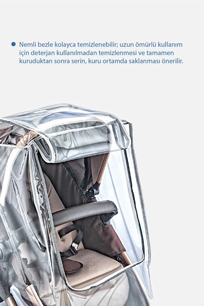 Babyjem Lüks Fermuarlı Reflektörlü Bebek Arabası Yağmurluğu Fitalatsız Kokusuz (22x27cm)