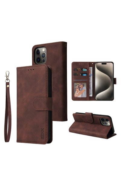 Choice87 iPhone SE 2022(2020) Case & Strap Coffee ZZXX Wallet Card Slot Holde...