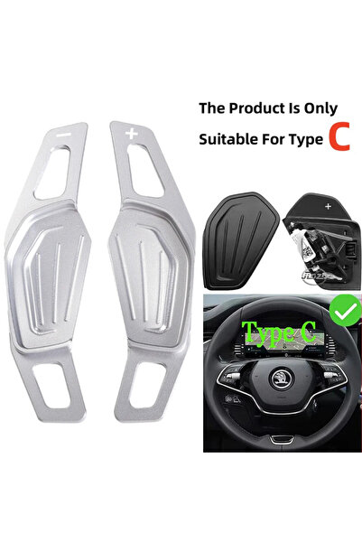 choice2 For Type C Silver Aluminum Alloy Paddle Shift For Skoda Octavia A8 MK...