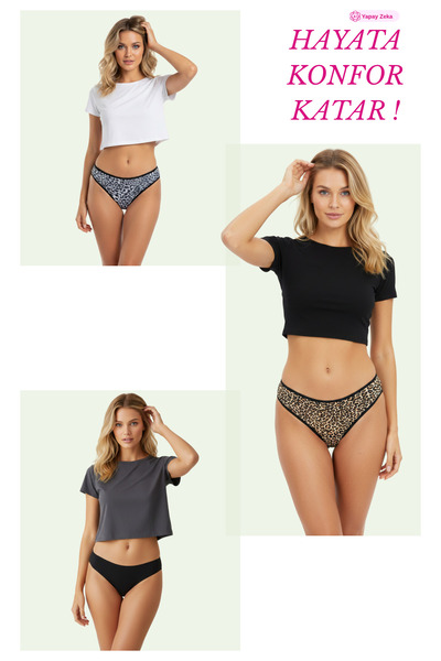 Newlilla 18001-6 Kadın 7'li Leo In Love Bikini Külot Paketi V10