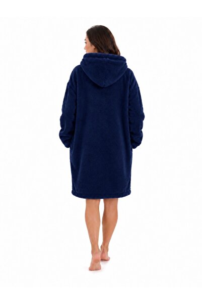 Mulberry Wellsoft Kapüşonlu Giyilebilir Tv Battaniyesi Unisex Over Size-Lacivert