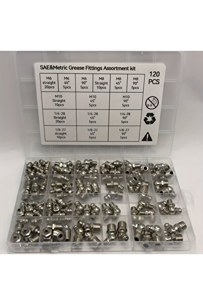 Choice طقم وصلات تشحيم هيدروليكية (زيرك) SAE ومترية - 120 قطعة - يتضمن مقاسات...
