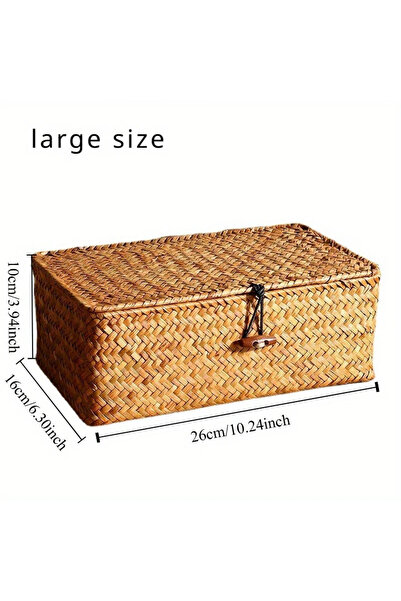 Choice large size Handmade Straw Woven Vintage Storage Rack Basket, Desktop S...