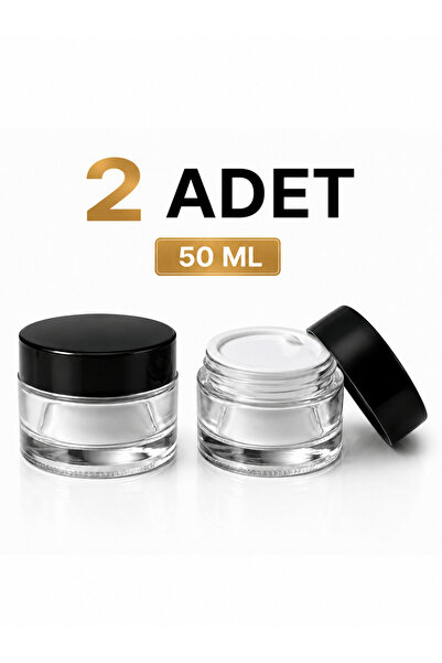 makrobay 2 Pieces 50 ml Luxury Glass Cream Jars - Empty Cosmetic, Ointment, a...