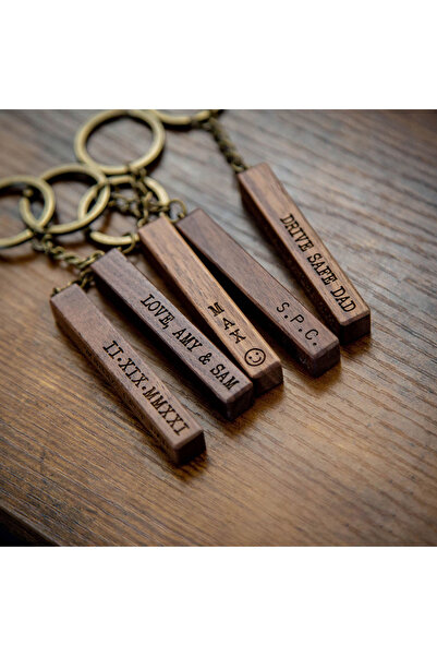 Choice 5pcs 5PCS Walnut Keychain Blank Wooden Keychain Blanks with Leather St...