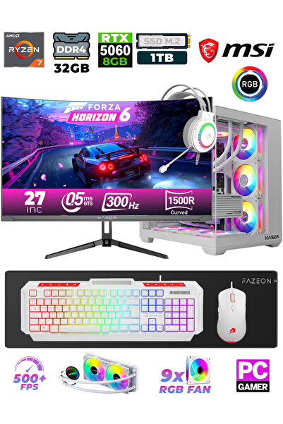 XASER Sword X55 Ryzen 7 5700X 32GB 1TB M.2 SSD 8GB RTX5060 27" 300Hz Sıvı Soğ...