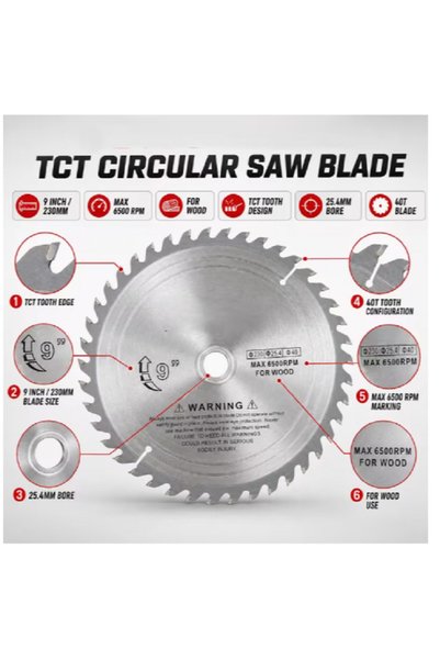 genric POWER TECH 9" TCT Circular Saw – High-Speed Metal Cutting Blade, Durab...