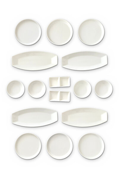 EARTHENHOME White Porcelain 16-Piece Breakfast Set for 6 People Breakfast Pre...