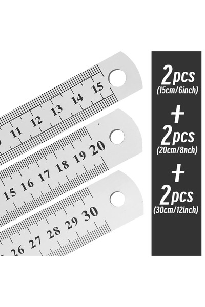 Choice5 mix 6 pcs 10P 15-30cm Stainless Steel Metal Straight Ruler Precision ...