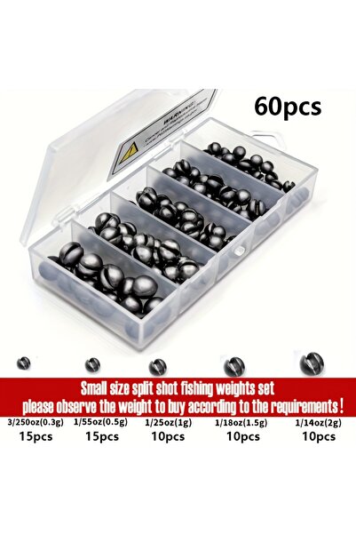 Choice Style1 60pcs 60/120pcs Fishing Weights Kit,Premium Split Shot Sinkers ...