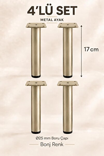 NİKSA METAL Boru Ayak 17cm Bonj 4lü Set-Modern Metal Ayak-Mobilya Ayağı-Baza ...