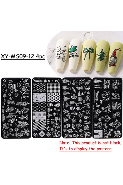 Choice XY-MS09-12 4 قطع 4 قطع لوحات ختم أظافر عيد الميلاد ندفة الثلج فيونكة ق...