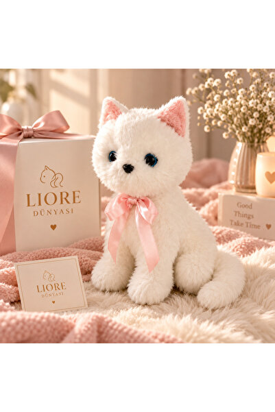 liore dünyası Beyaz Peluş Kedi – Yumuşacık Sevimli Çocuk Oyuncağı