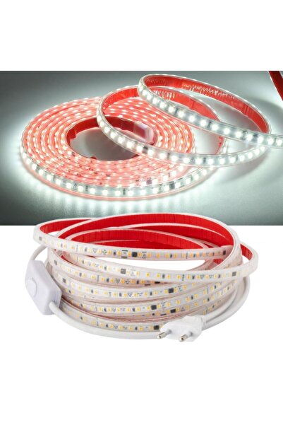 burul Şerit LED Beyaz 2.5 Metre 220V Yüksek Parlaklık Tak Çalıştır Fişli Anah...