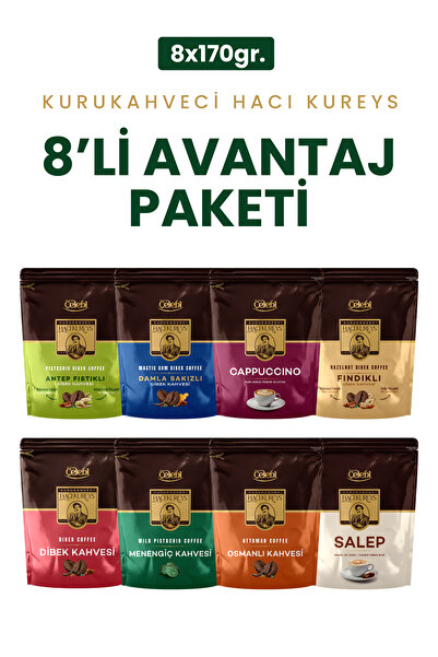 Gourmet Çelebi Kurukahveci Hacı Kureyş 8'li Avantaj Paketi |Dibek,Fındıklı, M...