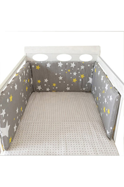 Choice سرير أطفال HDHWX Nordic Stars بتصميم سحاب ووسادة محيطية، مزود بجوانب س...