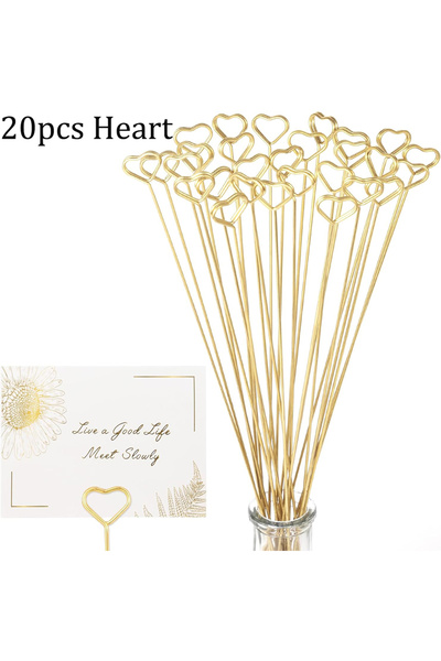 Choice 20Pcs Heart 20-100Pcs Floral Card Holder Picks Metal Wire Place Card H...