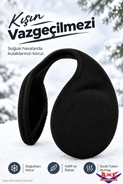 AXE SPORTSWEAR Unisex Siyah Kışlık Ense Tipi Soğuktan Koruyucu Polar Kışlık K...