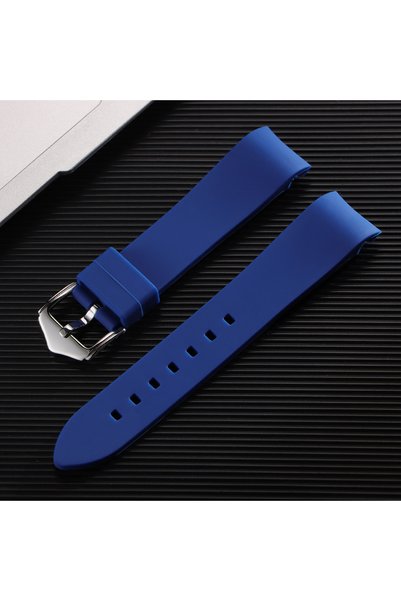 Choice4 20mm Blue 19mm 21mm 24mm Curved End Rubber Strap 18mm 20mm 22mm Arc S...