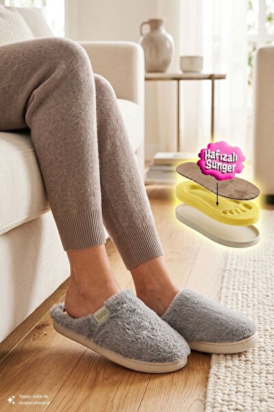 Twigy Elis Plush Women's House Slippers Gray 36/41