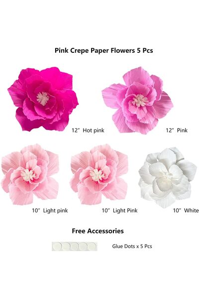 Choice hot pink light pink Pink Paper Flowers Artificial Crepe Tissue Hot Lig...