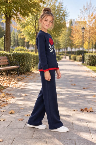 HÇ Hülya Çelik KİDSWEAR 2018 Kız Çocuk Pantolonlu Triko Takım