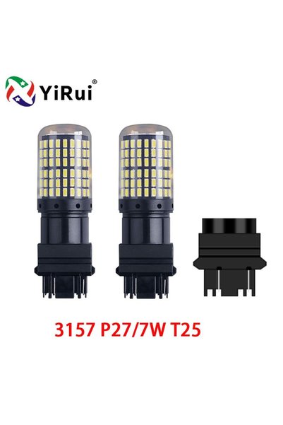 Choice15 مصباحان LED أبيضان 3157 P27-7W T25 من YiRui، يعملان بجهد 12-48 فولت،...