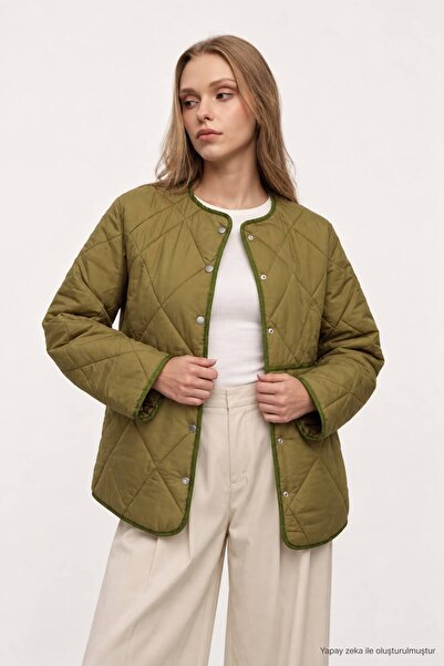 Serpirella Butik Zr Model Padded Quilted Coat