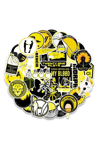 Choice 50PCS Yellow Cartoon Personality Graffiti Cool Sticker Toy Luggage Lap...