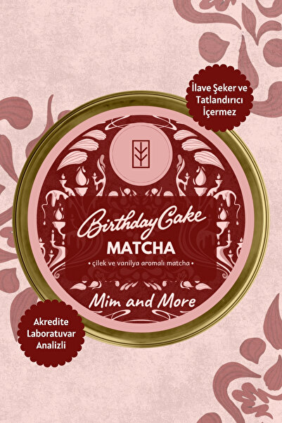 Mim and More Birthday Cake Matcha - Çilek ve Vanilya Aromalı Matcha, 25 gr