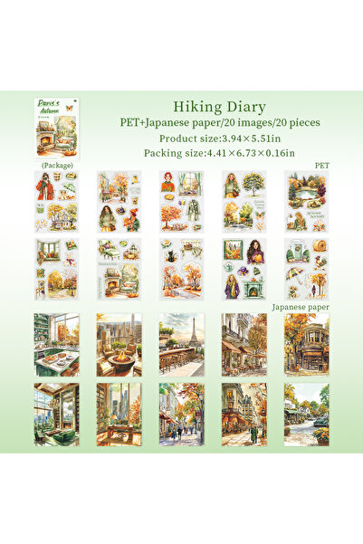 Choice4 3 20 Sheets Paris Autumn Series Travel Theme Dual Material Sticker Bo...
