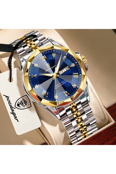 Choice1 698 Gold Blue POEDAGAR Fashion Luxury Men Watch Top Original Waterpro...