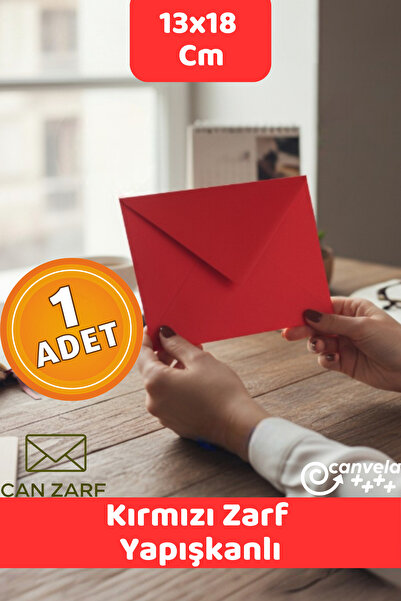 İstisna Kırmızı Zarf Seti (13x18cm) Yapışkanlı Mektup Kartpostal Davetiye Zarfı