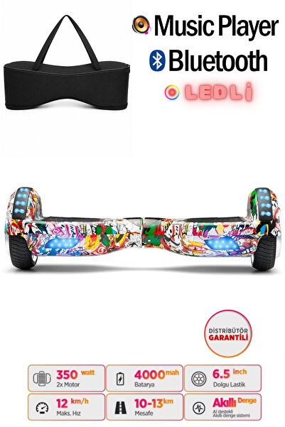 CityMate Elektrikli Kaykay Full Ledli Hoverboard Bluetooth Hoparlörlü 6.5 Inc...