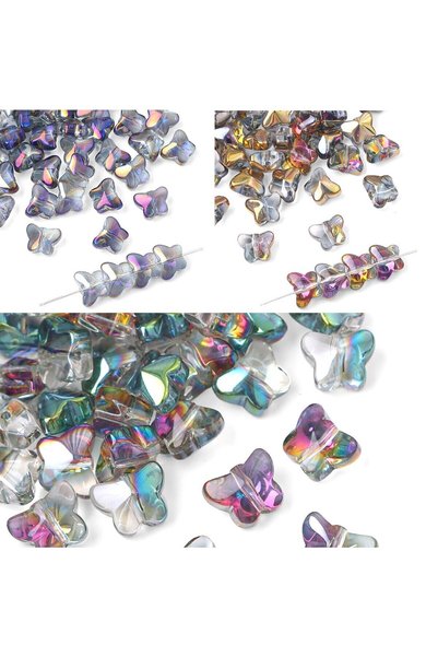 Choice 60PCs style2 60pcs Glass Plated Butterfly Crystal Beads Loose Beads Ha...