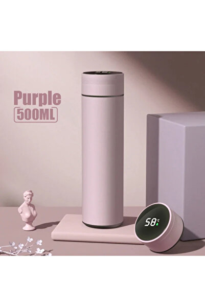 Choice 500ml Purple 500ML Temperature Display Thermos Cup Stainless Steel Div...
