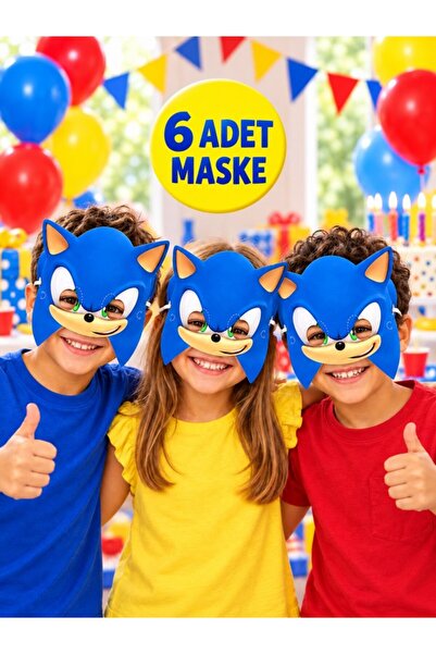 parti show Sonic Doğum Günü Parti Maskesi 6'lı