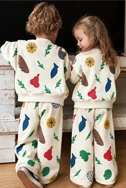 Kidmark Çocuk Modası طقم أطفال ملون مطبوع للجنسين مصنوع من القطن بنسبة 100%
