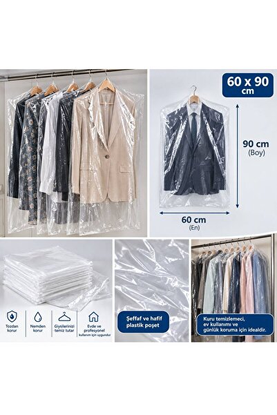 FUKARAOĞLU POŞETÇİ ELBİSE POŞETİ 60X90 [50 ADET] [KAZAK,TSHIRT,MONT,PANTOLON]