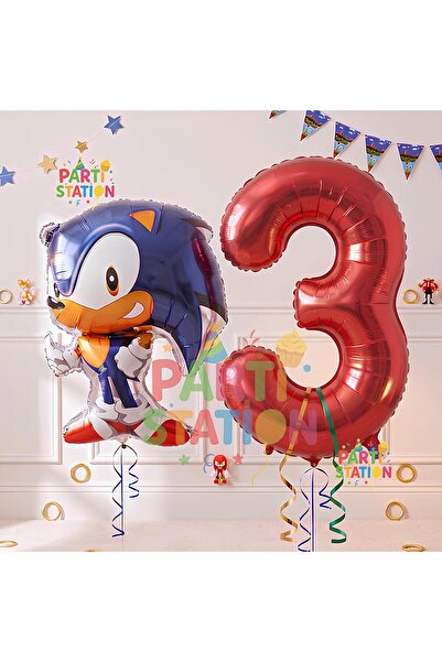 Parti Station Sonic the Fox Balloon 3rd Birthday Set, Sonic the Fox Boom Them...